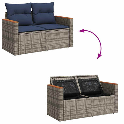 vidaXL Ensemble de canapés de jardin 7 pcs avec coussins Gris Résine tressée