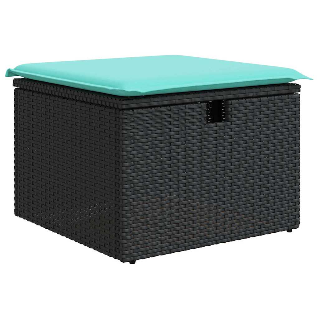 6-tlg. Garten-Sofagarnitur mit Kissen Schwarz Poly Rattan