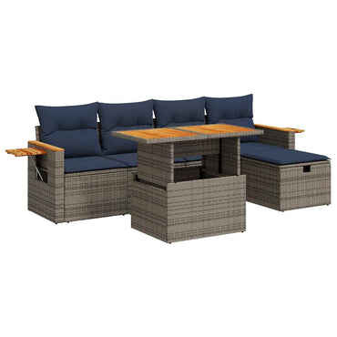 vidaXL Salon de jardin 6 pcs avec coussins Gris résine tressée Acacia