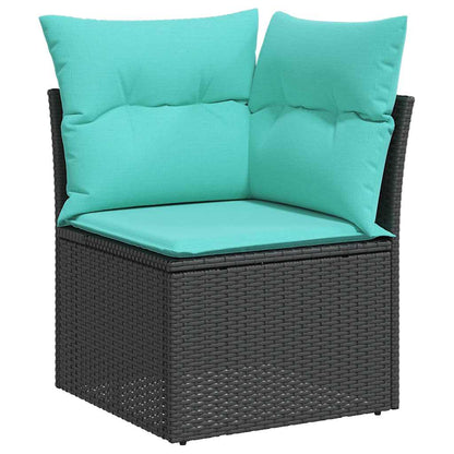 vidaXL 7-tlg. Garten-Sofagarnitur mit Kissen Braun Poly Rattan Akazie