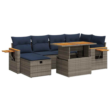 vidaXL Ensemble de canapés de jardin 7 pcs avec coussins Gris Résine tressée