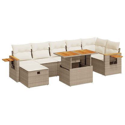 5-tlg. Garten-Sofagarnitur mit Kissen Beige Poly Rattan