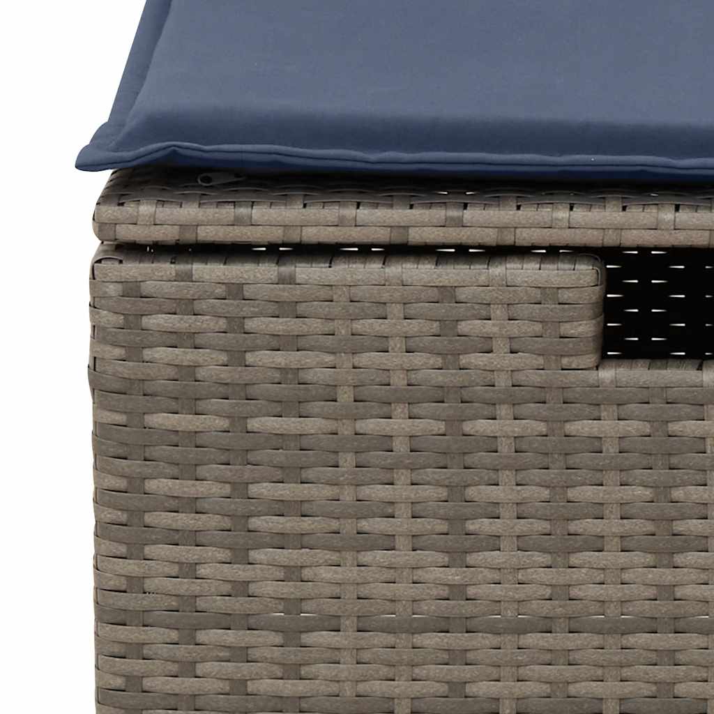 vidaXL 6-tlg. Garten-Sofagarnitur mit Kissen Grau Poly Rattan Akazie