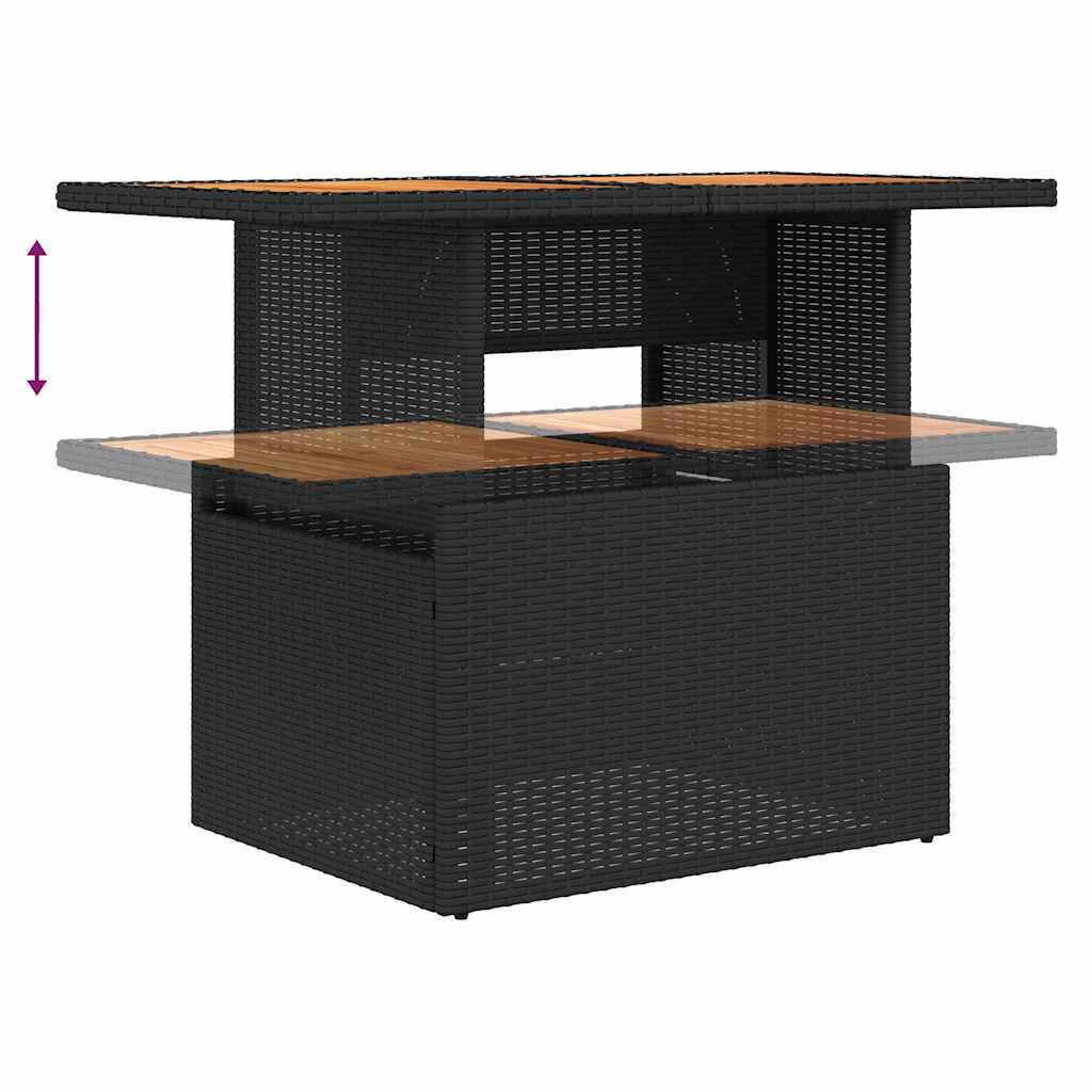 vidaXL 7-tlg. Garten-Sofagarnitur mit Kissen Braun Poly Rattan Akazie