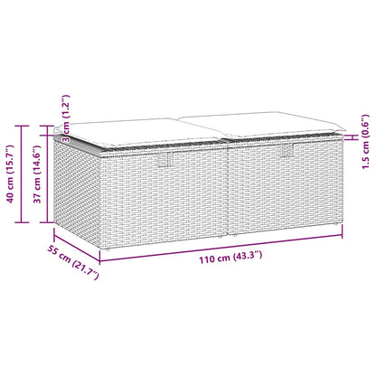 vidaXL 2-tlg. Garten-Sofagarnitur mit Kissen Grau Poly Rattan Akazie