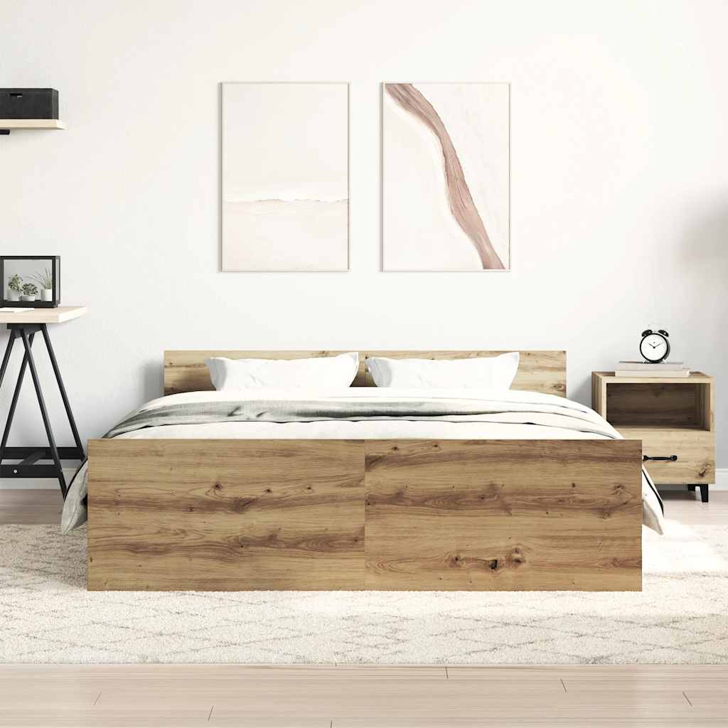 vidaXL Bettgestell ohne Matratze Artisan-Eiche 120x200cm Holzwerkstoff