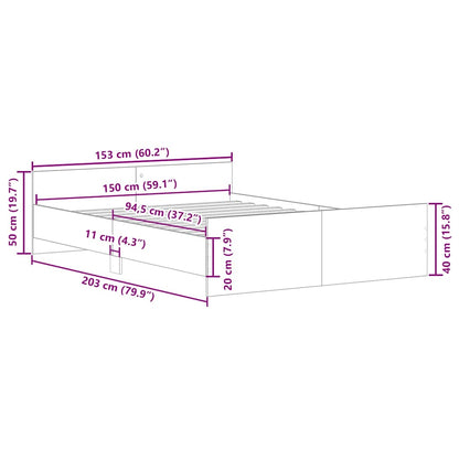 vidaXL Bettgestell ohne Matratze Altholz-Optik 150x200cm Holzwerkstoff
