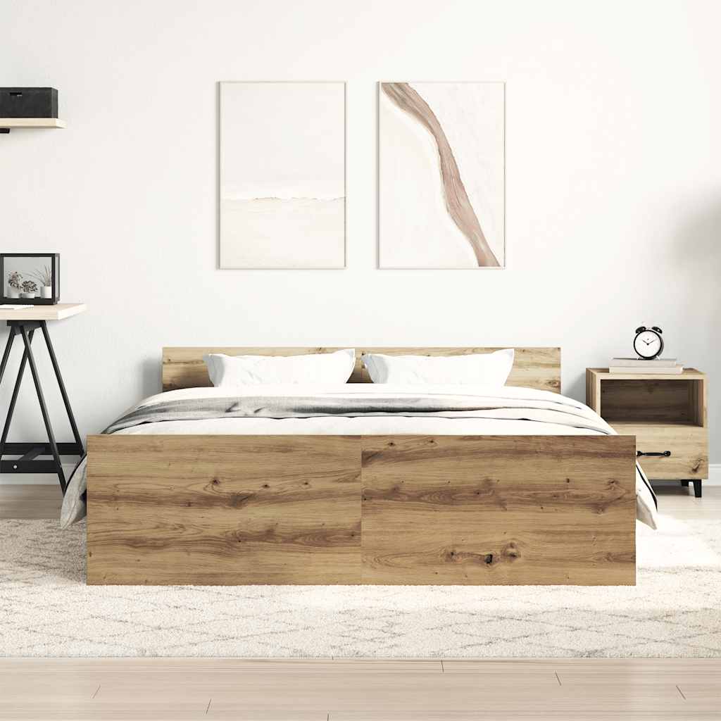 vidaXL Bettgestell ohne Matratze Artisan-Eiche 150x200cm Holzwerkstoff