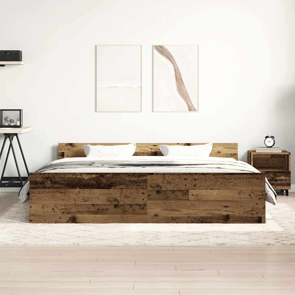 vidaXL Bettgestell ohne Matratze Altholz-Optik 180x200cm Holzwerkstoff