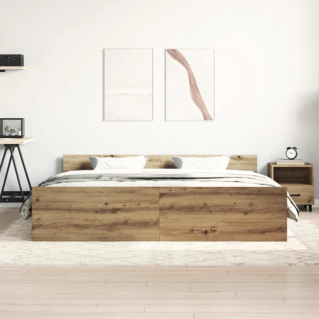 vidaXL Bettgestell ohne Matratze Artisan-Eiche 180x200cm Holzwerkstoff