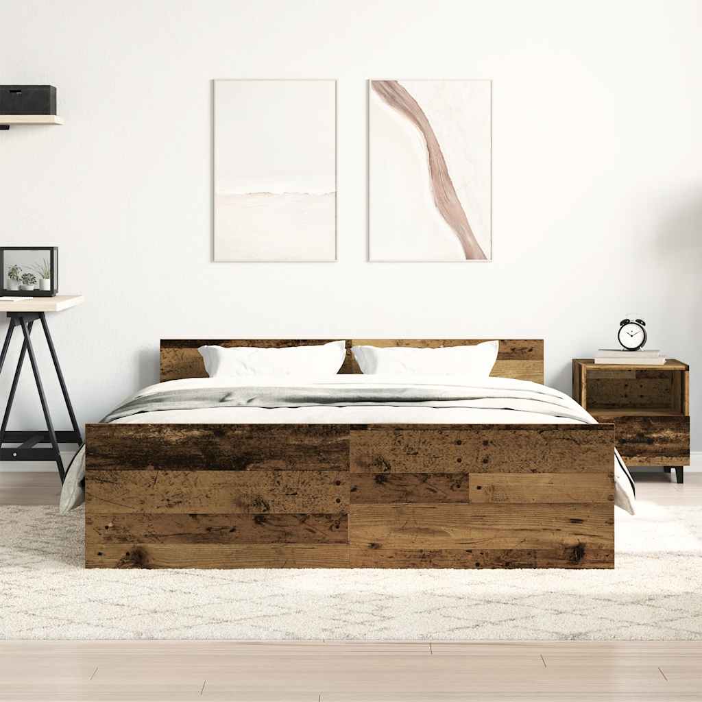 vidaXL Bettgestell ohne Matratze Altholz-Optik 140x190cm Holzwerkstoff