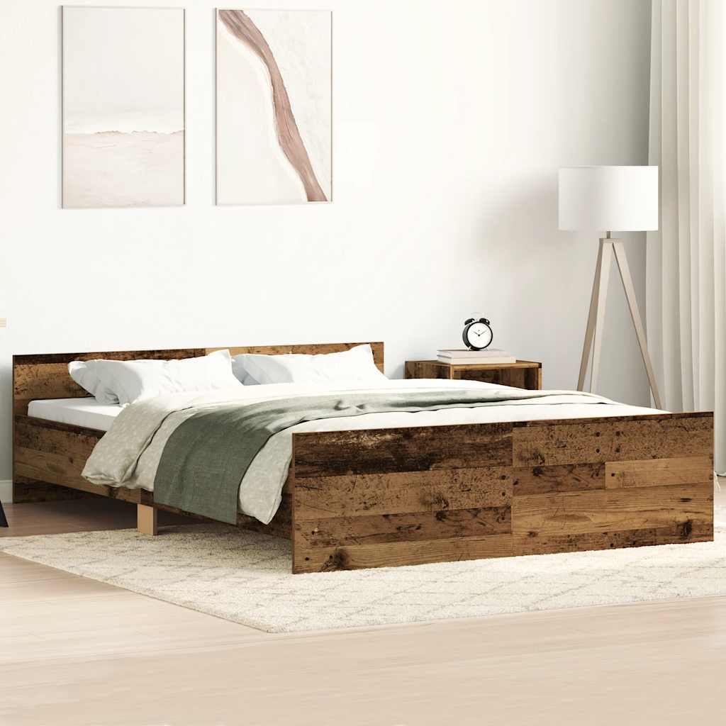 vidaXL Bettgestell ohne Matratze Altholz-Optik 140x190cm Holzwerkstoff
