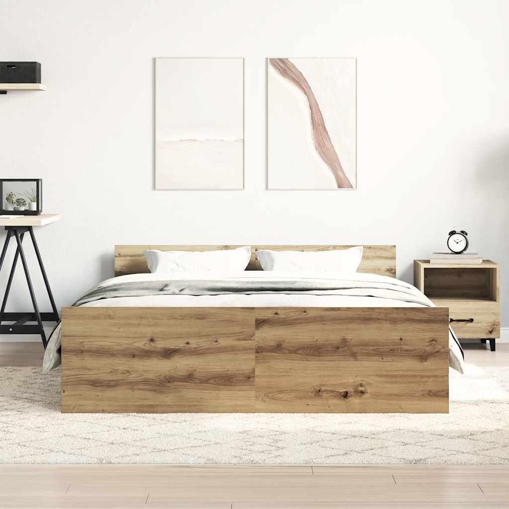 vidaXL Bettgestell ohne Matratze Artisan-Eiche 140x190cm Holzwerkstoff