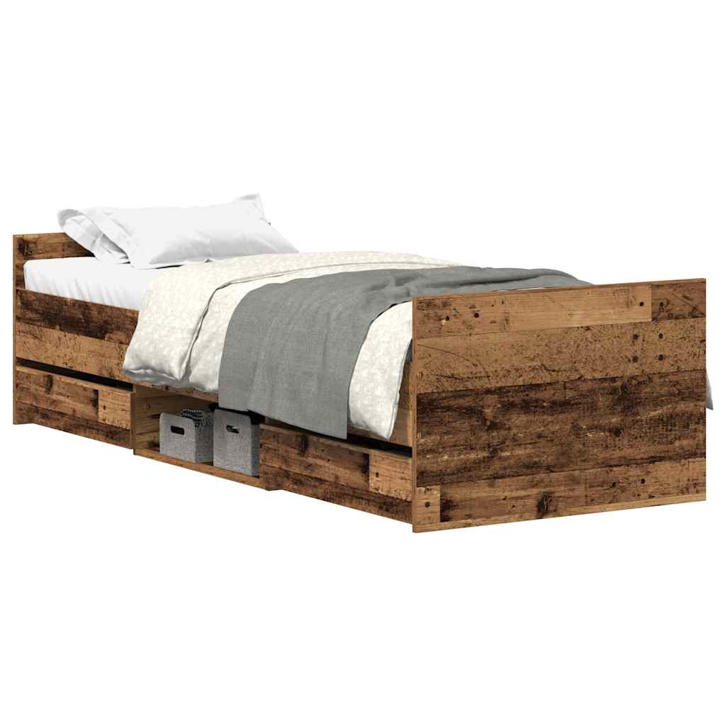 vidaXL Bettgestell ohne Matratze Altholz-Optik 100x200cm Holzwerkstoff