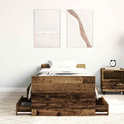vidaXL Bettgestell ohne Matratze Altholz-Optik 100x200cm Holzwerkstoff