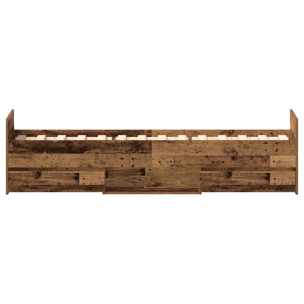 vidaXL Bettgestell ohne Matratze Altholz-Optik 100x200cm Holzwerkstoff