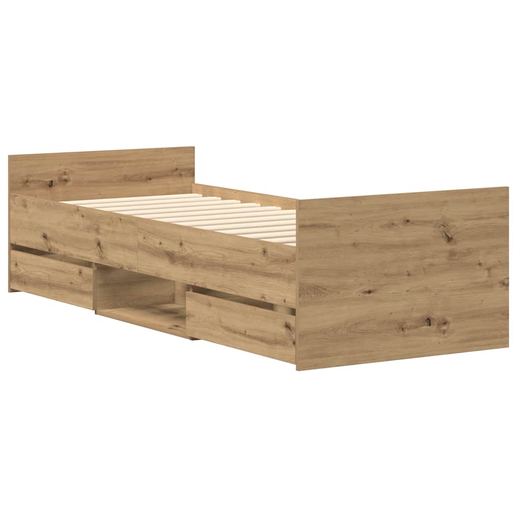 vidaXL Bettgestell ohne Matratze Artisan-Eiche 100x200cm Holzwerkstoff