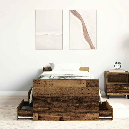 vidaXL Bettgestell ohne Matratze Altholz-Optik 90x200cm Holzwerkstoff