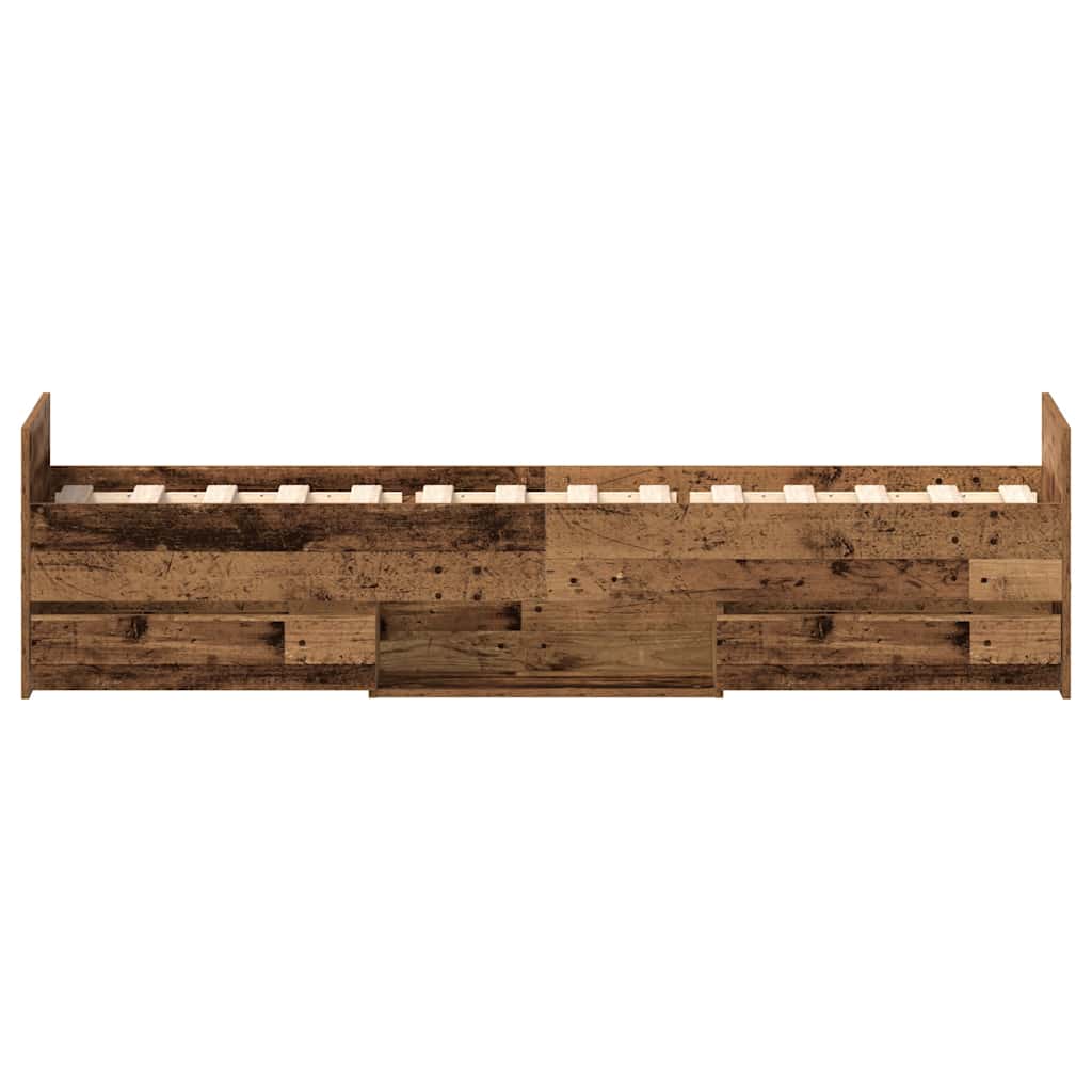 vidaXL Bettgestell ohne Matratze Altholz-Optik 90x200cm Holzwerkstoff