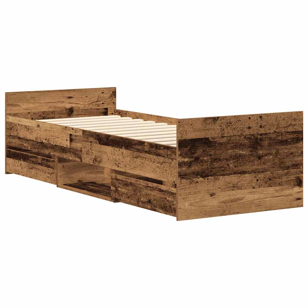 vidaXL Bettgestell ohne Matratze Altholz-Optik 90x190cm Holzwerkstoff