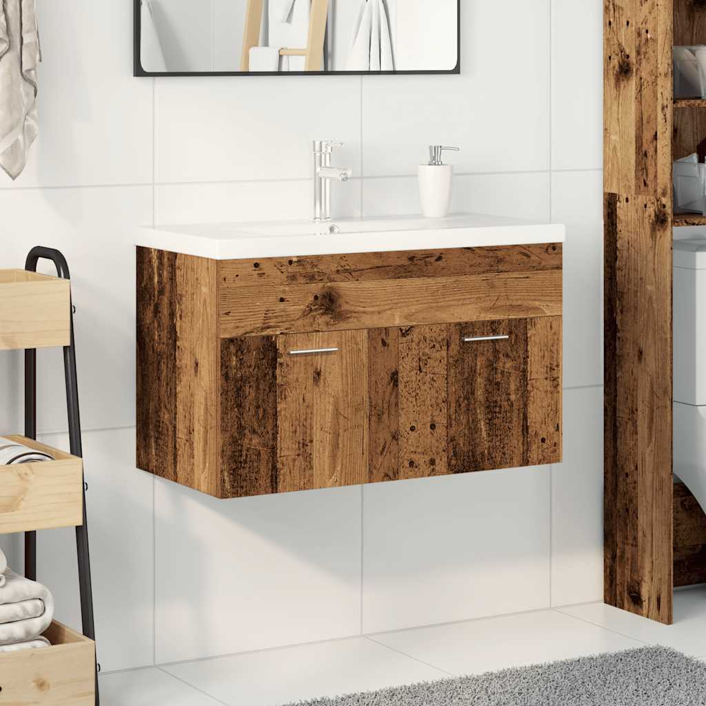 vidaXL Waschbeckenunterschrank mit Einbaubecken und Wasserhahn