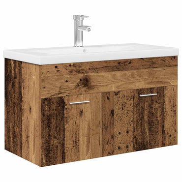 vidaXL Meuble sous-lavabo avec vasque intégrée Aspect bois de récupération