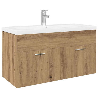 vidaXL Waschbeckenunterschrank mit Einbaubecken Artisan-Eiche