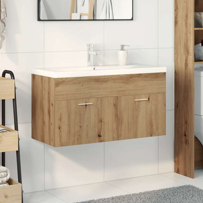 vidaXL Waschbeckenunterschrank mit Einbaubecken Artisan-Eiche