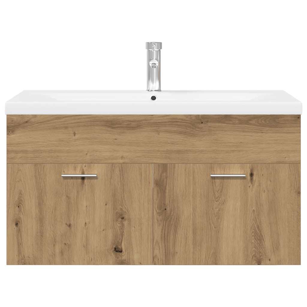 vidaXL Waschbeckenunterschrank mit Einbaubecken Artisan-Eiche