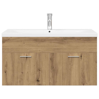 vidaXL Waschbeckenunterschrank mit Einbaubecken Artisan-Eiche