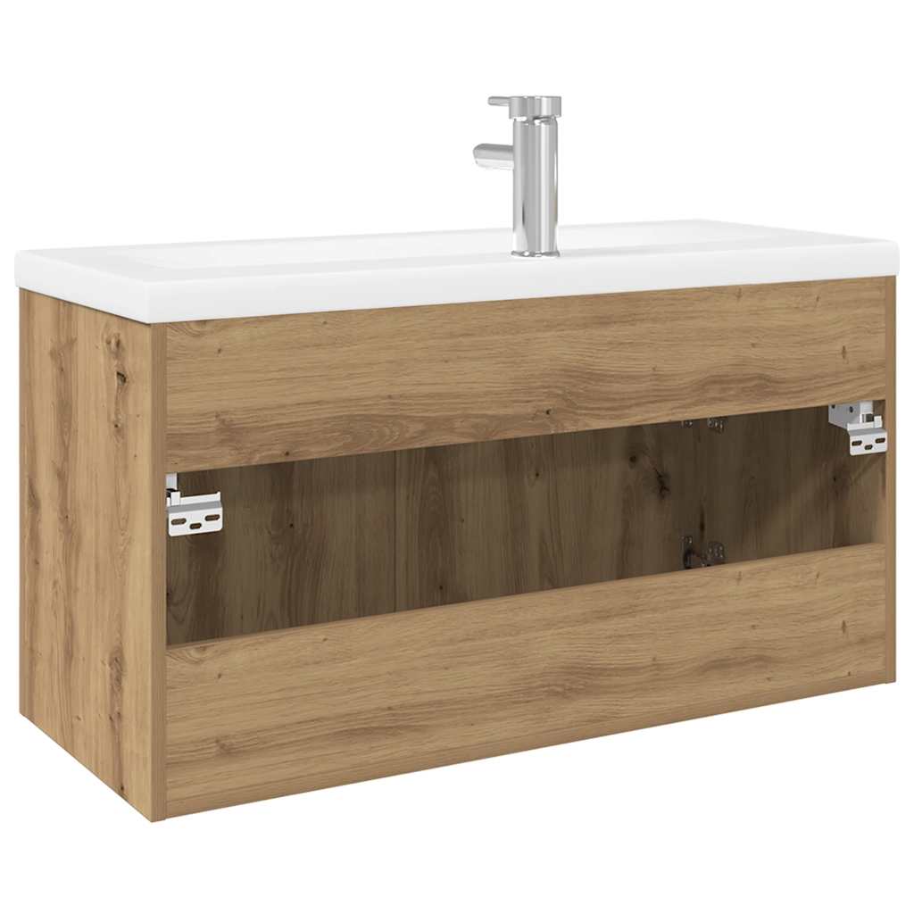 vidaXL Waschbeckenunterschrank mit Einbaubecken Artisan-Eiche