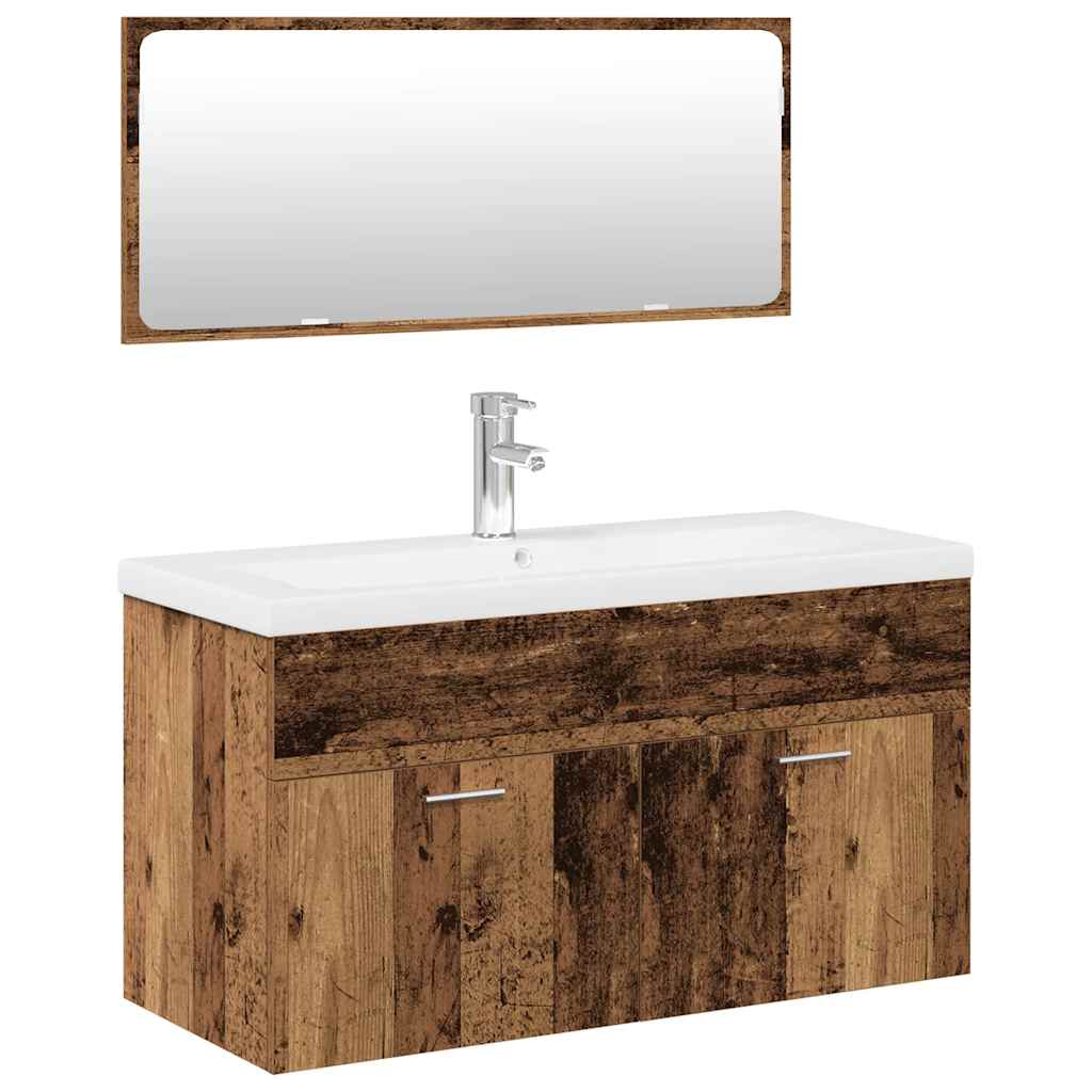 vidaXL Ensemble de meubles de salle de bain 3 pcs Effet bois de récupération Bois d'ingénierie