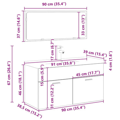 vidaXL Ensemble de meubles de salle de bain 3 pcs Effet bois de récupération Bois d'ingénierie