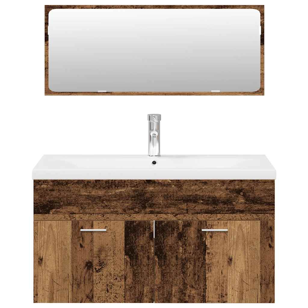 vidaXL Ensemble de meubles de salle de bain 3 pcs Effet bois de récupération Bois d'ingénierie