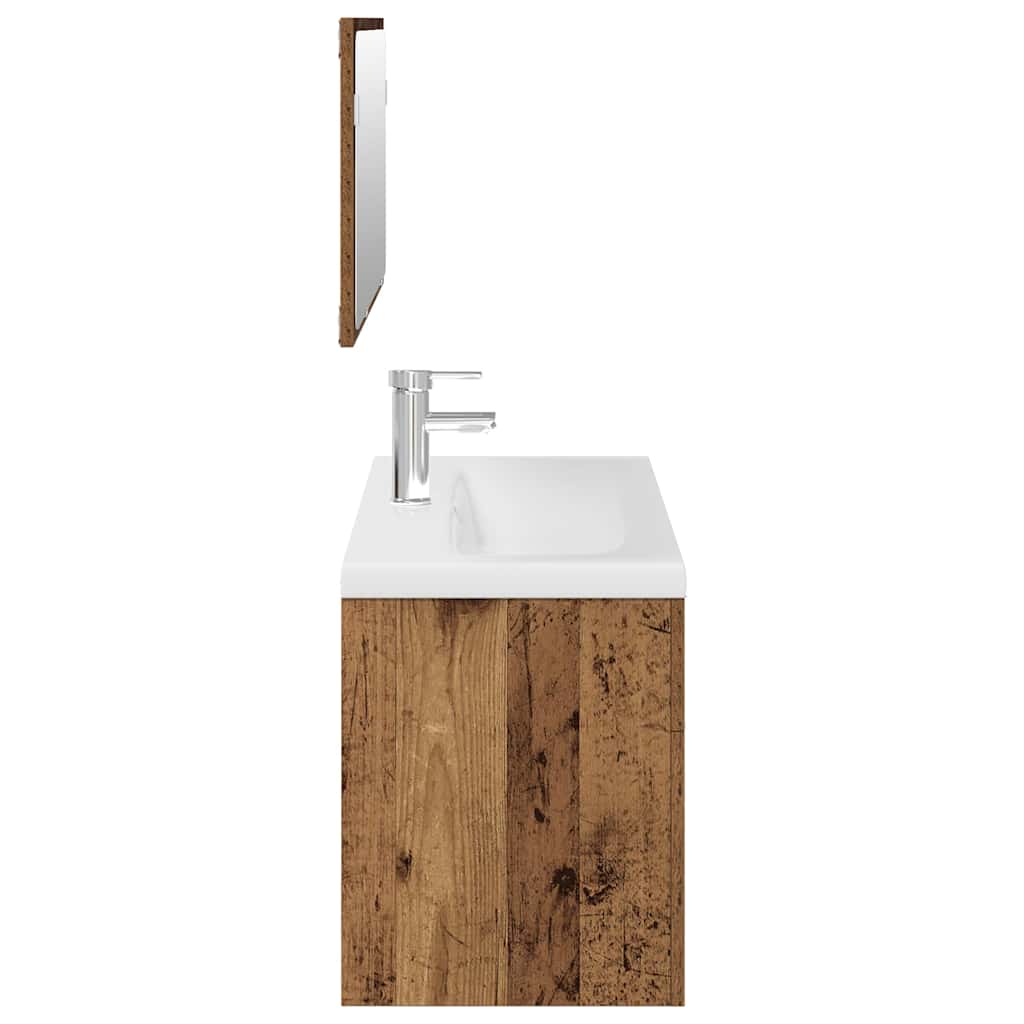 vidaXL Ensemble de meubles de salle de bain 3 pcs Effet bois de récupération Bois d'ingénierie