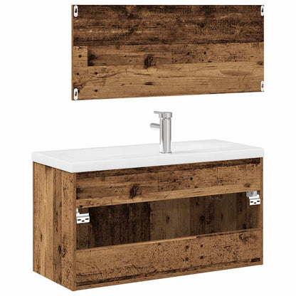vidaXL Ensemble de meubles de salle de bain 3 pcs Effet bois de récupération Bois d'ingénierie