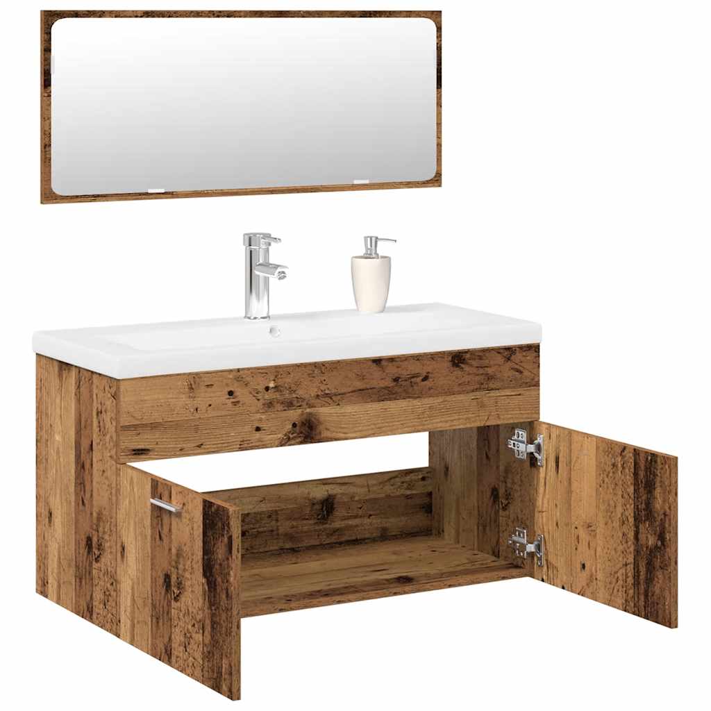 vidaXL Ensemble de meubles de salle de bain 3 pcs Effet bois de récupération Bois d'ingénierie