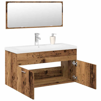 vidaXL Ensemble de meubles de salle de bain 3 pcs Effet bois de récupération Bois d'ingénierie