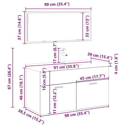 vidaXL 3-tlg. Badmöbel-Set Artisan-Eiche Holzwerkstoff