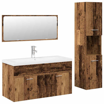 vidaXL Meuble de salle de bain 4 pcs effet bois flotté en bois d'ingénierie