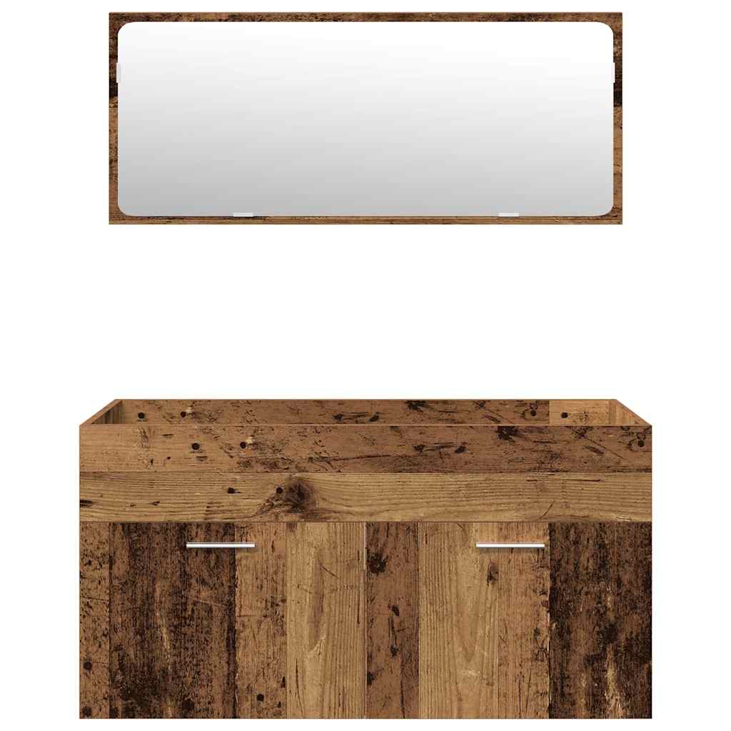 vidaXL Meuble de salle de bain 4 pcs effet bois flotté en bois d'ingénierie
