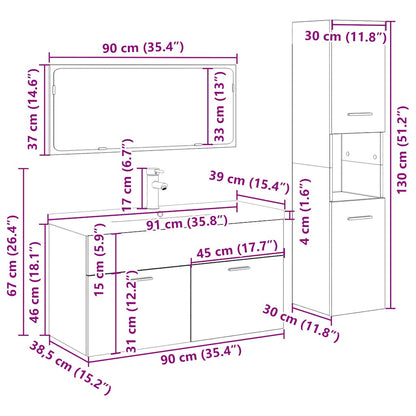 vidaXL 4-tlg. Badmöbel-Set Artisan-Eiche Holzwerkstoff
