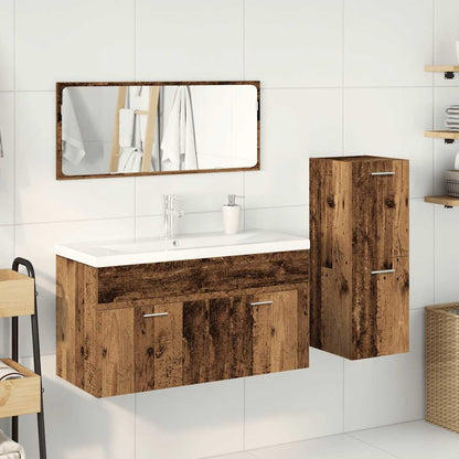 vidaXL Ensemble de meubles de salle de bain 4 pièces aspect bois flotté en bois d'ingénierie