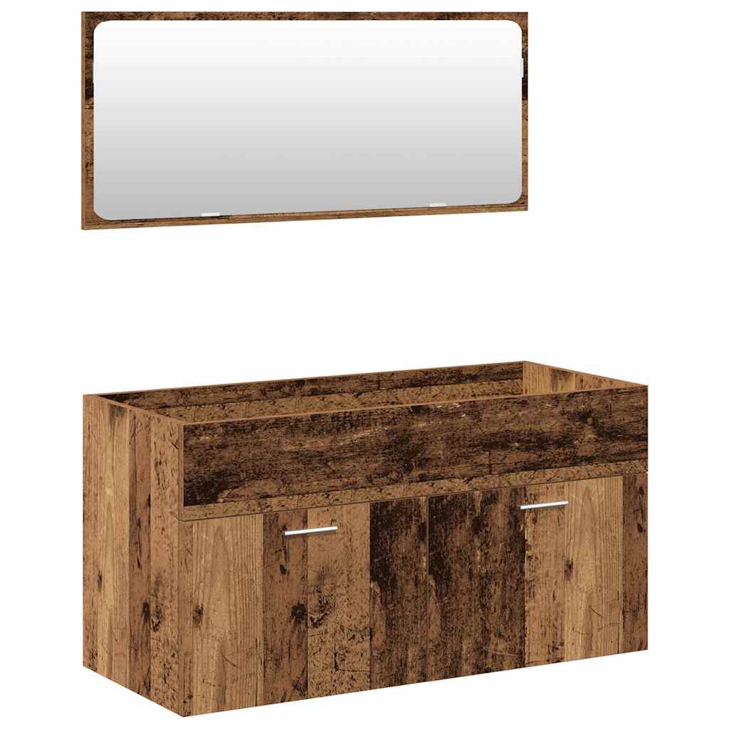 vidaXL Ensemble de meubles de salle de bain 4 pièces aspect bois flotté en bois d'ingénierie
