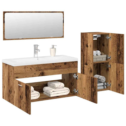 vidaXL Ensemble de meubles de salle de bain 4 pièces aspect bois flotté en bois d'ingénierie