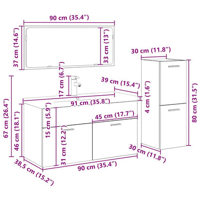 vidaXL Ensemble de meubles de salle de bain 4 pcs Chêne artisanal Bois d'ingénierie
