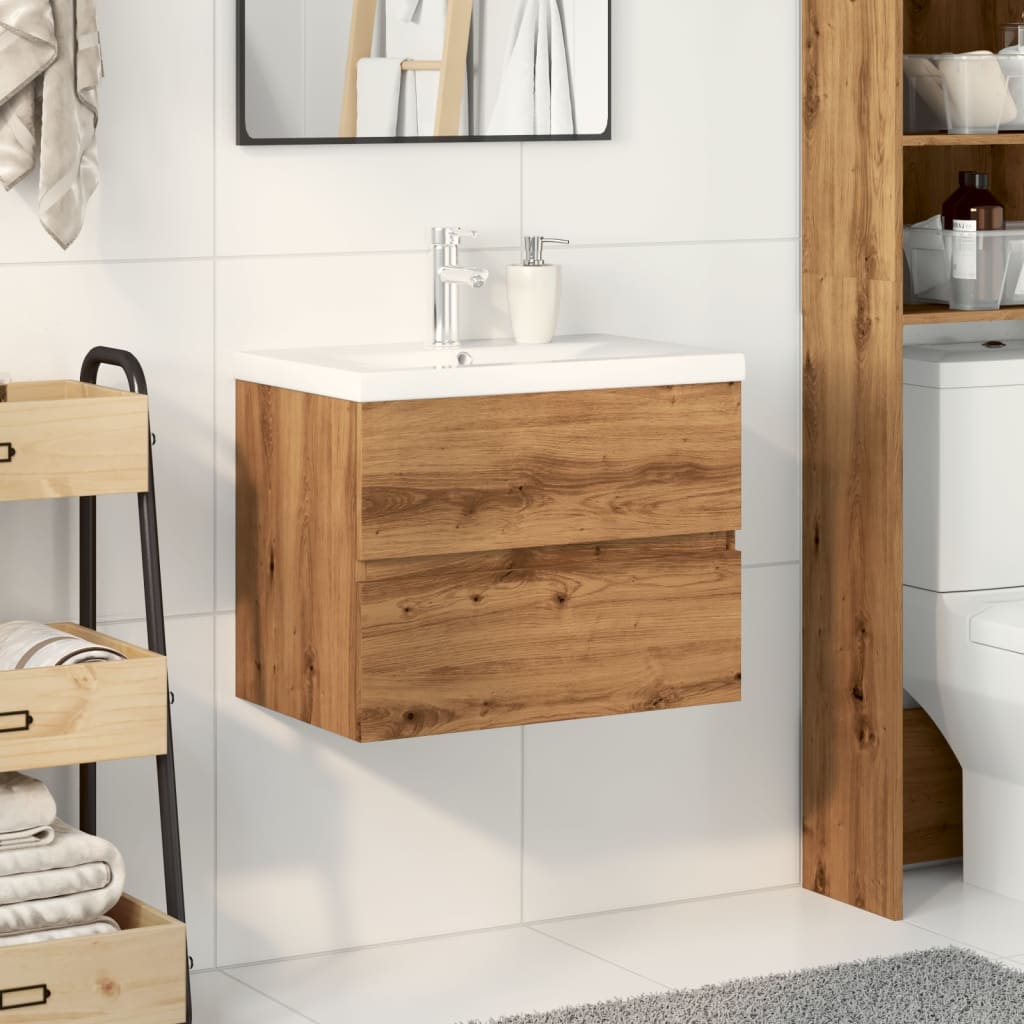 vidaXL Meuble sous-vasque avec lavabo chêne Artisan
