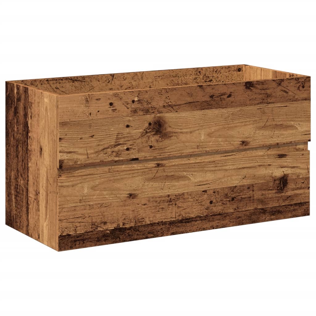 Meuble sous-lavabo vidaXL avec lavabo intégré aspect bois de récupération