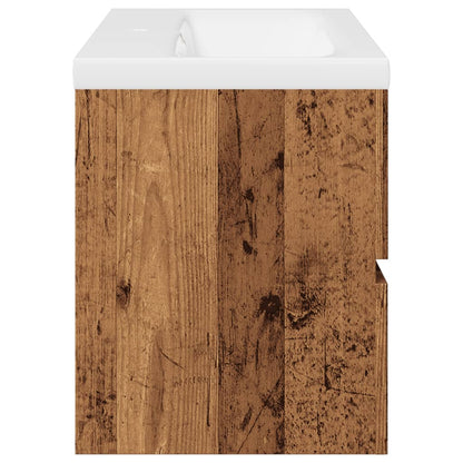 Meuble sous-lavabo vidaXL avec lavabo intégré aspect bois de récupération