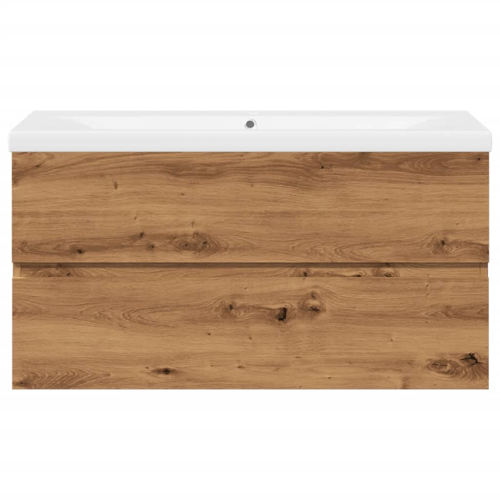 vidaXL Waschbeckenunterschrank mit Einbaubecken Artisan-Eiche